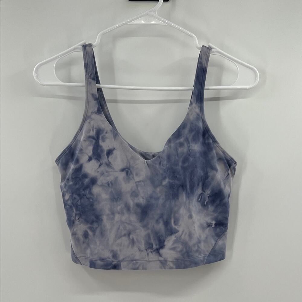 lululemon athletica Blue and White Tie-Dye Tank Top